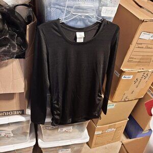 NEW ! Danskin Now Long Sleeve Dry fit Style Shirt Black Size M (8-10)